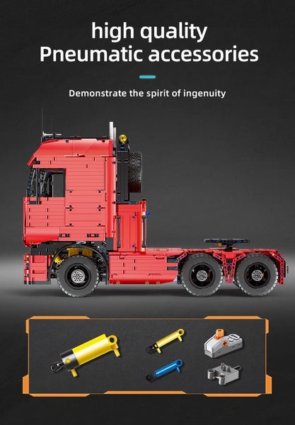 Big Red Pneumatic Tractor Truck - 4825 pieces - MouldKing: Technical Carousel 20