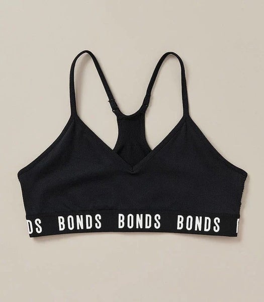 4x Bonds Sports Seamless Racer Back Crop Top Girls Black White Bras UXNK2A Bulk Carousel 7