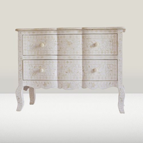 Bone Inlay Provincial 2 Drawer Chest in White Carousel 2