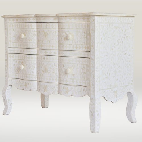 Bone Inlay Provincial 2 Drawer Chest in White Carousel 3