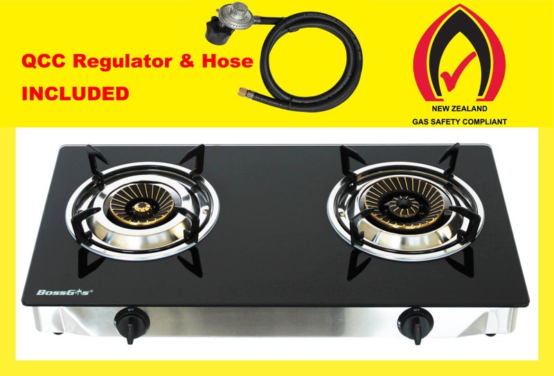 2 Double Burner Gas Cooker Tempered Glass Gas Stove Tabletop Wok Gas Cooktop Hob Carousel 1