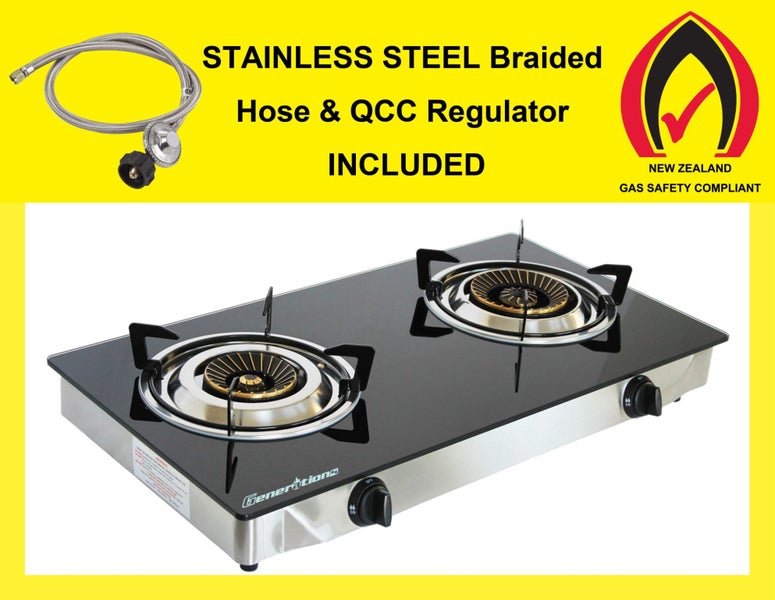 2 Double Burner Gas Cooker Tempered Glass Gas Stove Tabletop Wok Gas Cooktop Hob Carousel 1