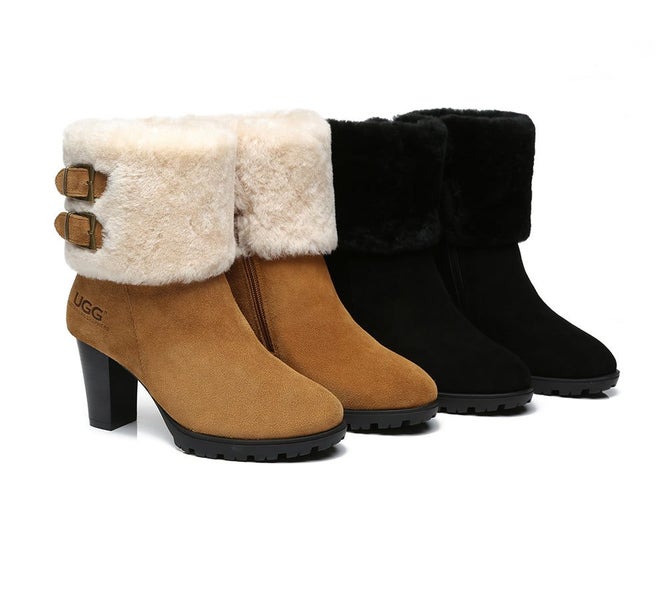 AUSTRALIAN SHEPHERD(R) UGG Women Shearling Zipper Heel Fashion Boots Candice Carousel 2