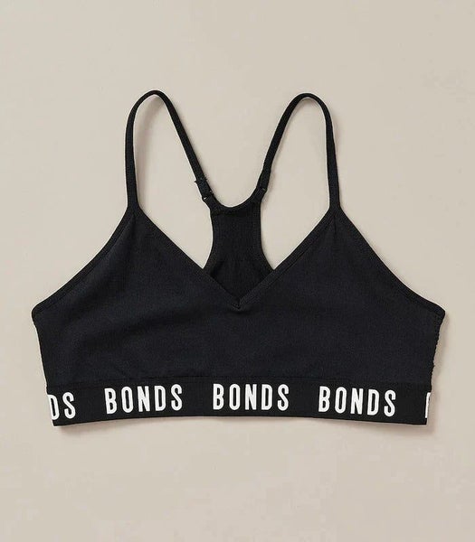 4x Bonds Sports Seamless Racer Back Crop Top Girl Black Training Bra UXNK2A Bulk Carousel 5