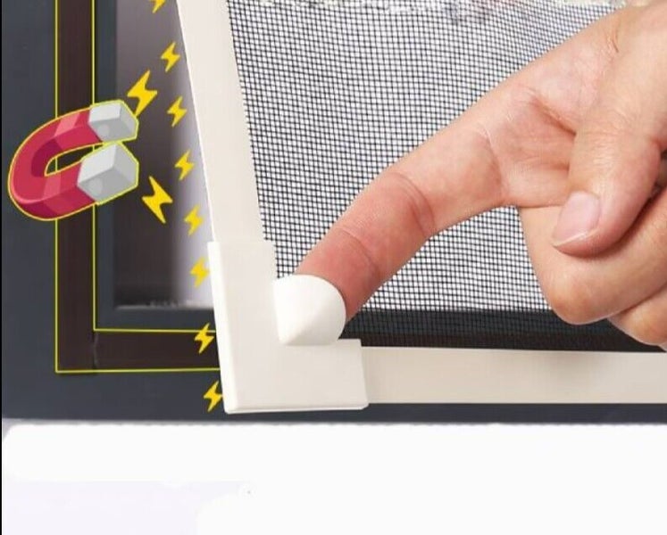 White Frame 850mm x 750mm Magnetic Fly Screen For Windows Insect Screen Kit Carousel 4