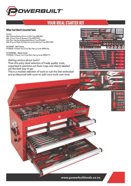 189Pc Tool Chest & Assorted Tools - Black Carousel 1