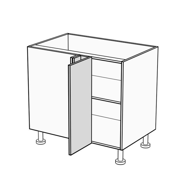 Melamine White - 1150mm wide blind corner base cabinet with 500mm Door Carousel 1