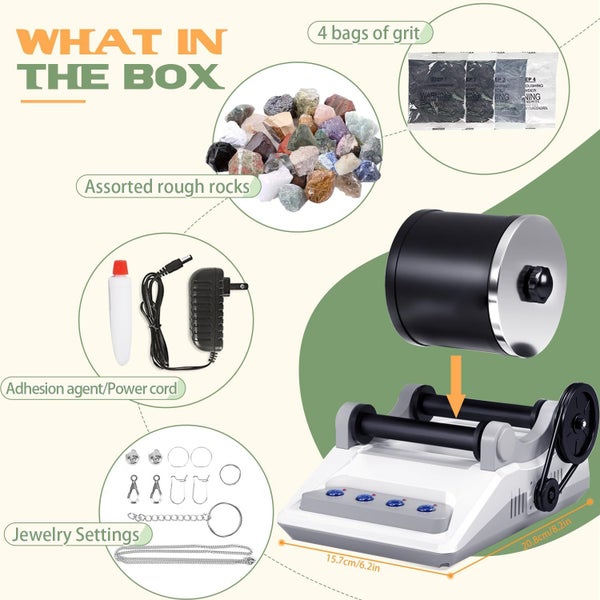 Rock Tumbler Kit, Rock Tumbling set, Gemstone Polisher - AC Power Carousel 1