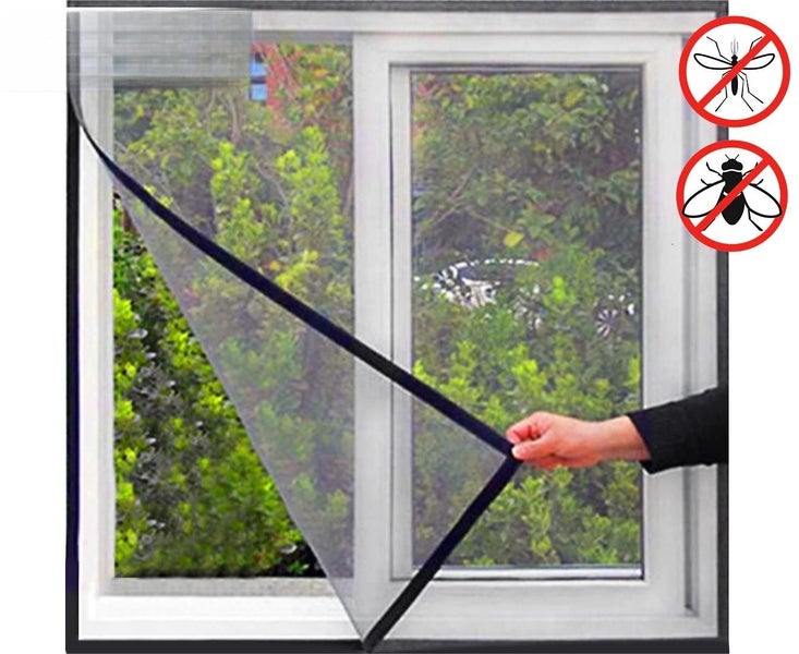 Magnetic Fly Screen Black Frame 710mm x 700mm For Windows Insect Screen Kit Carousel 1