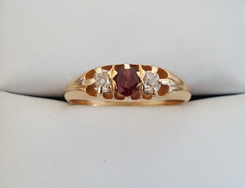 An Interesting Antique 18ct Gold Ruby & Old Cut Diamond Of Asian Origin Ring Carousel 1
