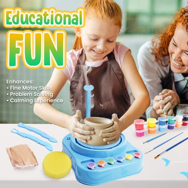 Complete Pottery Wheel and Painting Kit for Young Artists - AC Power Option! Carousel 8