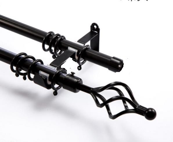 * Double Rods Curtain Pole /Rail Extendable rod 160-310cm Black * Carousel 1
