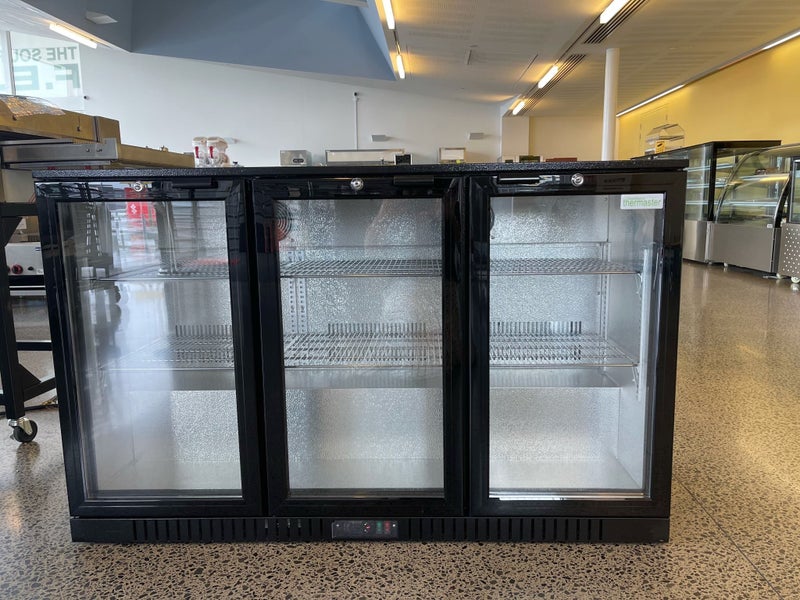 330L Commercial Bar Fridge - 3 Glass Door - Drinks Display Refrigerator Carousel 2