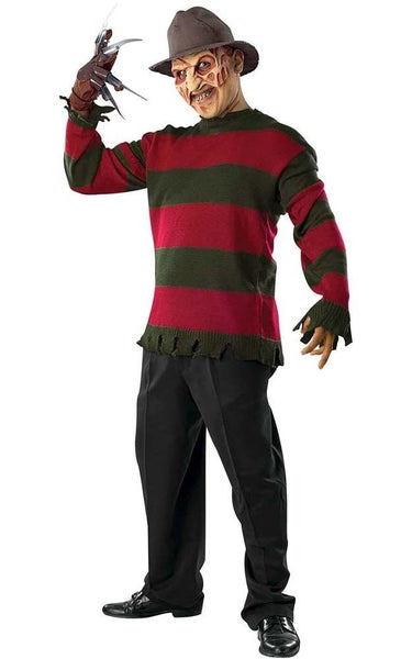 LICENSED DELUXE FREDDY KRUEGER ADULT KNIT SWEATER FANCY DRESS HALLOWEEN COSTUME Carousel 1