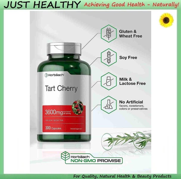 TART CHERRY - 3,600 mg - 300 CAPS! PIPING ROCK Carousel 3
