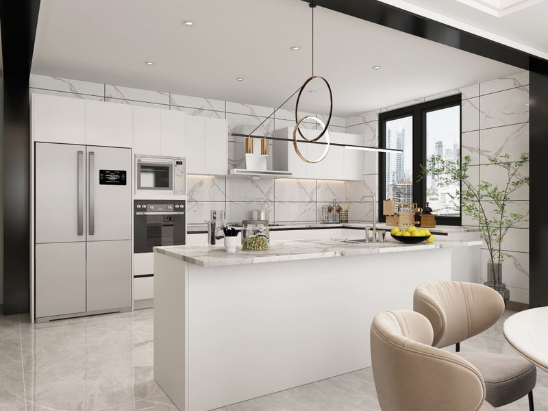 Modern Handle-less Flat Pack Kitchen – Acrylic White – Spacious & DIY-Friendly Carousel 1