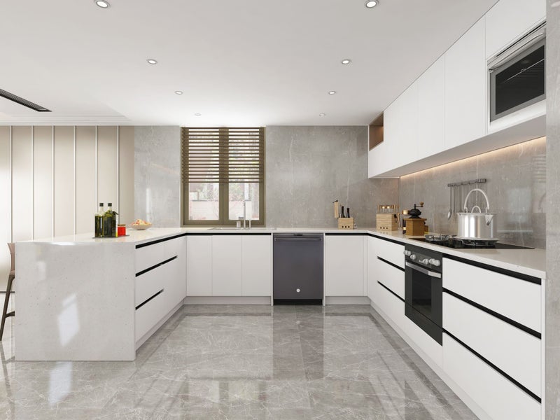 Premium White Matt Acrylic Flat Pack Kitchen – Modern, Durable & Easy to Install Carousel 2