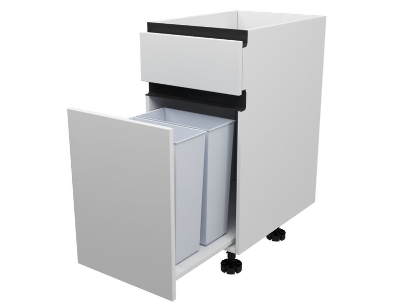 350mm Handle-less Base Rubbish Bin Unit – Flat Pack Kitchen Cabinet Carousel 1