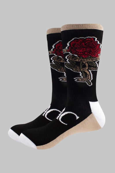 Tupac Ankle Socks Rose Logo new Official Unisex Black (UK SIZE 7 - 11) Carousel 2