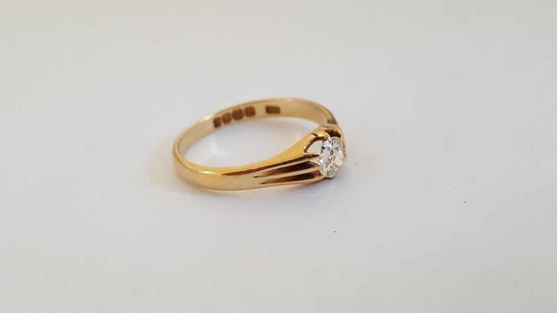 18ct Gold Edwardian 0.50 CT Old European Cut High Clarity Diamond Solitaire Ring Carousel 2