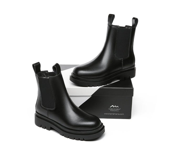 TARRAMARRA(R) Women Leather Sheepskin Wool Black Chunky Boots Vaneta Carousel 2