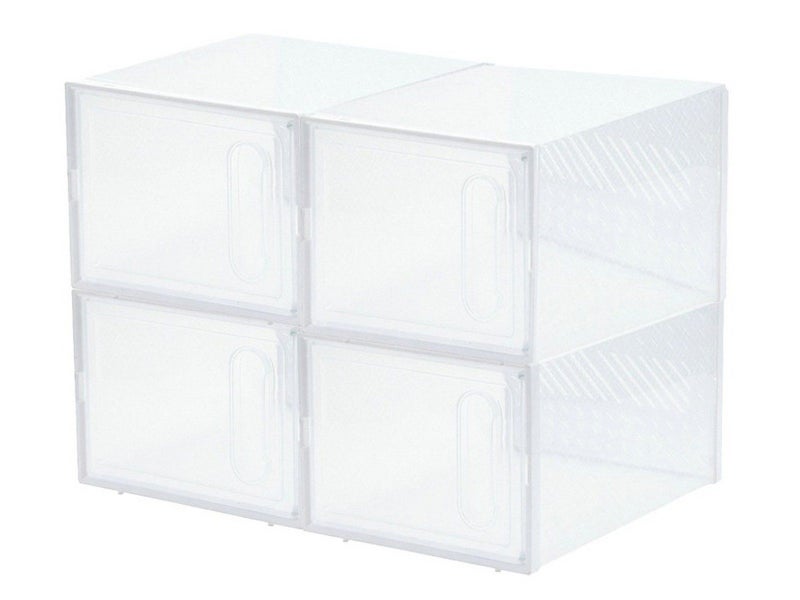 4Pcs Stackable Clear Shoe Boxes with Magnetic Door Sneaker Storage Box - White Carousel 2
