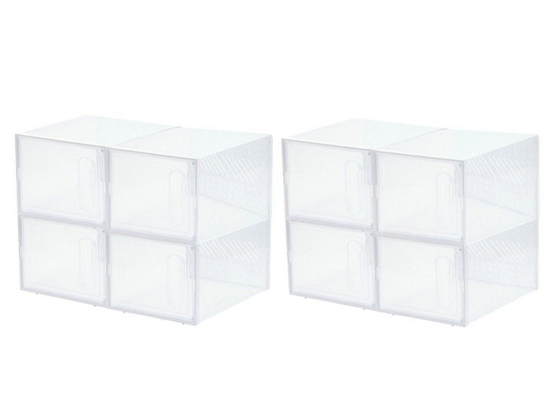 8Pcs Stackable Clear Shoe Boxes with Magnetic Door Sneaker Storage Box - White Carousel 2