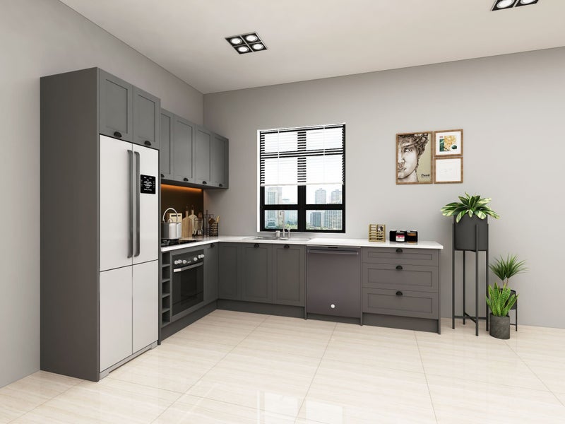 Complete Shaker style kitchen cabinets and Engineered stone Benchtops (GREY) Carousel 1