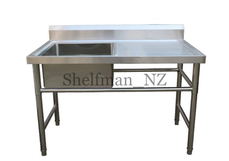 Stainless Steel Freestanding Left Sink with bench + splash back 1800*600*900mm628638588889621127