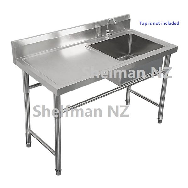 Stainless Steel Freestanding right Sink with bench + splash back 1800*600*900mm Carousel 1