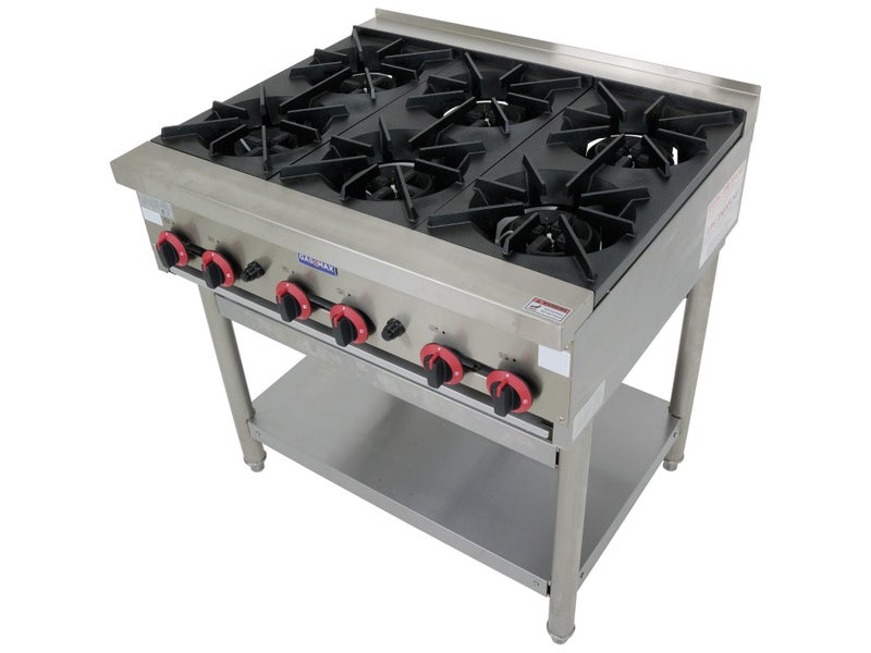 6 Burner ULPG Gas Cooktop Stove Hob - Commercial Kitchen Ranges & Stoves + Stand Carousel 2