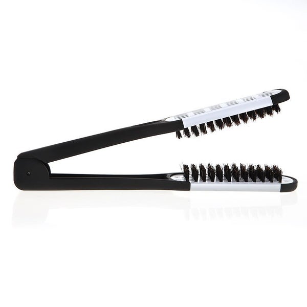 Hairdressing Straightener Ceramic Hair Double Brushes V Shape Comb Clamp Carousel 1