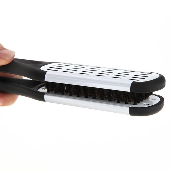 Hairdressing Straightener Ceramic Hair Double Brushes V Shape Comb Clamp Carousel 2