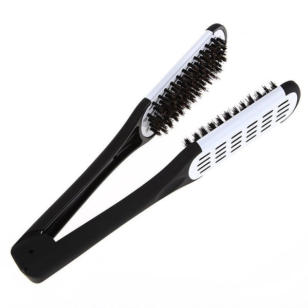 Hairdressing Straightener Ceramic Hair Double Brushes V Shape Comb Clamp Carousel 7