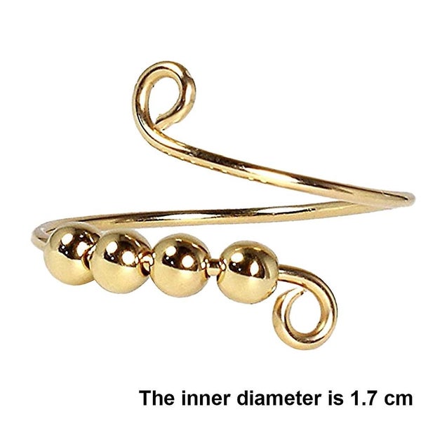 2pc's Finger Ring Open Single Coil Spiral Pearls Free Adjustable Knitting Carousel 4