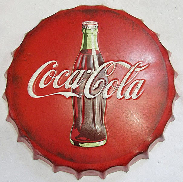 Coca Cola bottle top shaped Metal plaque, 34cm across. Carousel 1