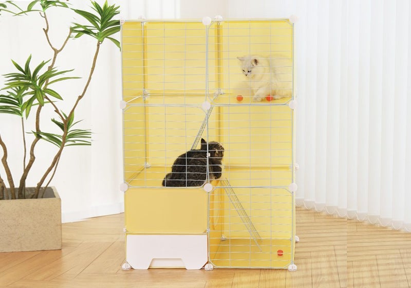 Cat Cage Enclosure Pet Crate Litter Box Rabbit Hutch Carousel 2