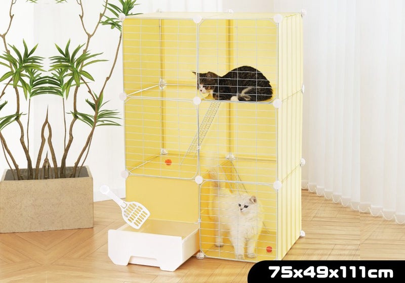Cat Cage Enclosure Pet Crate Litter Box Rabbit Hutch Carousel 1