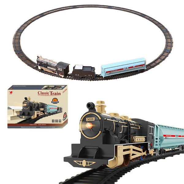 Toy Train Set Electric Train Toys with Lights and Sounds Christmas Railway Model Carousel 1