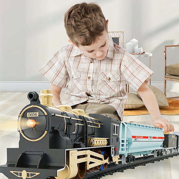 Toy Train Set Electric Train Toys with Lights and Sounds Christmas Railway Model Carousel 5