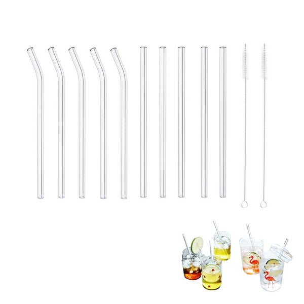 Glass Drinking Straws Reusable Transparent Straight or Bent Straws Set with Clea Carousel 1