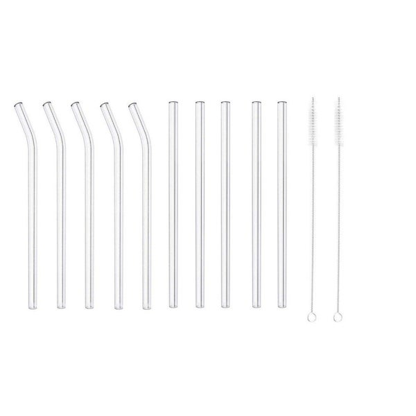 3 Sets Glass Drinking Straws Reusable Transparent Straight or Bent Straws Set wi Carousel 10