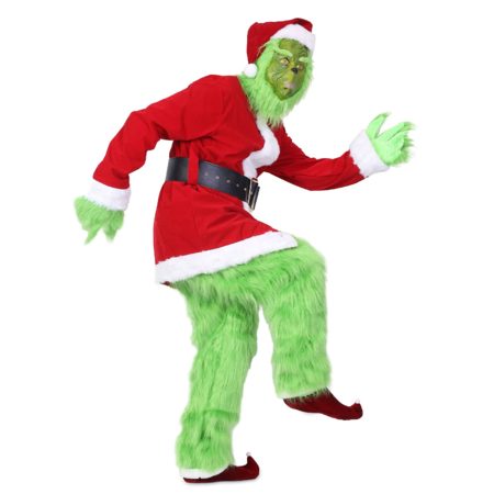 Green Deluxe Monster Costume for Men 7PCS Adult Santa Suit Set Furry Christmas S Carousel 1