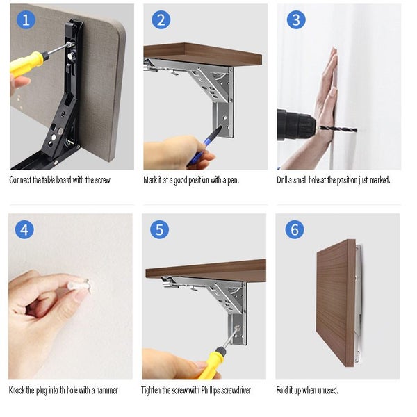2PCS 8'' Folding Wall Shelf Bracket -Black Carousel 3