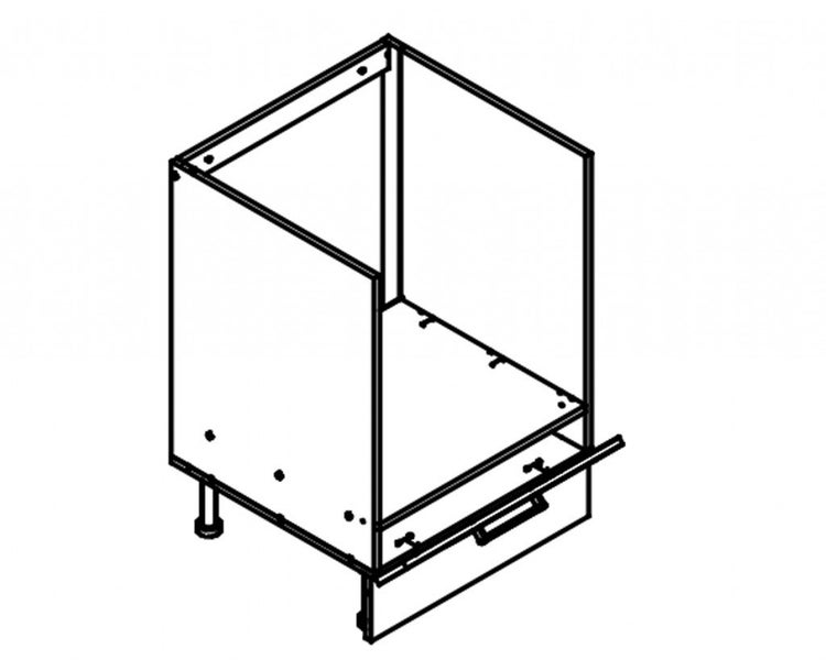 Oven base Cabinet 600mm wide - Melamine White Carousel 2