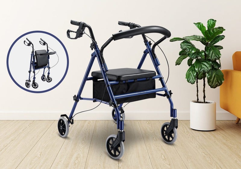 4 Wheel Rollator Walker Trolley Medical Rolling Walking Carousel 2