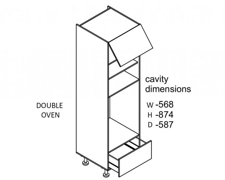 Melamine white - 600mm wide double oven tower 1 drawer Carousel 2