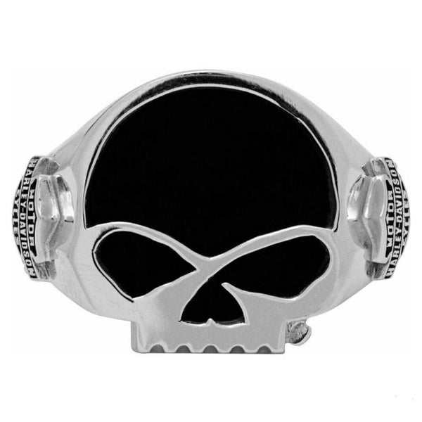 hdr0458 Harley-Davidson Mens Black Onyx Willie G Skull Ring Sterling Silver H... Carousel 1