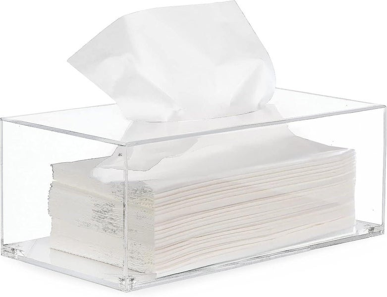 Facial Tissue Dispenser Box Cover Holder Clear Acrylic Rectangle Napkin Organize Carousel 1