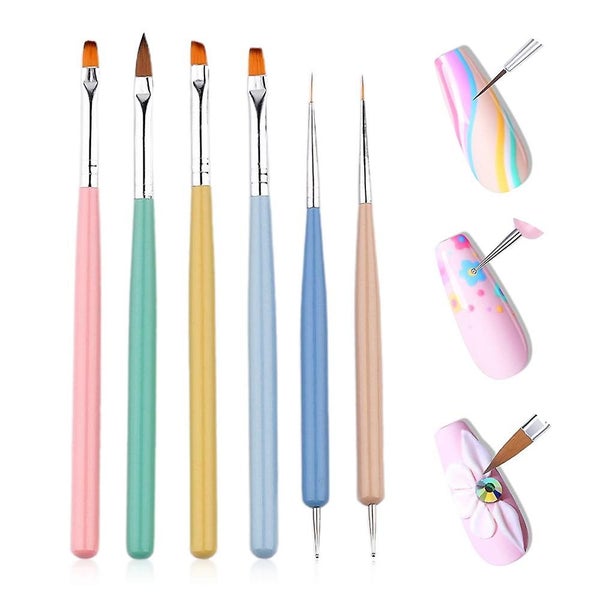 Nail Art Brush Set - Professional 6-piece Nail Tip Art Design Tool Carousel 1